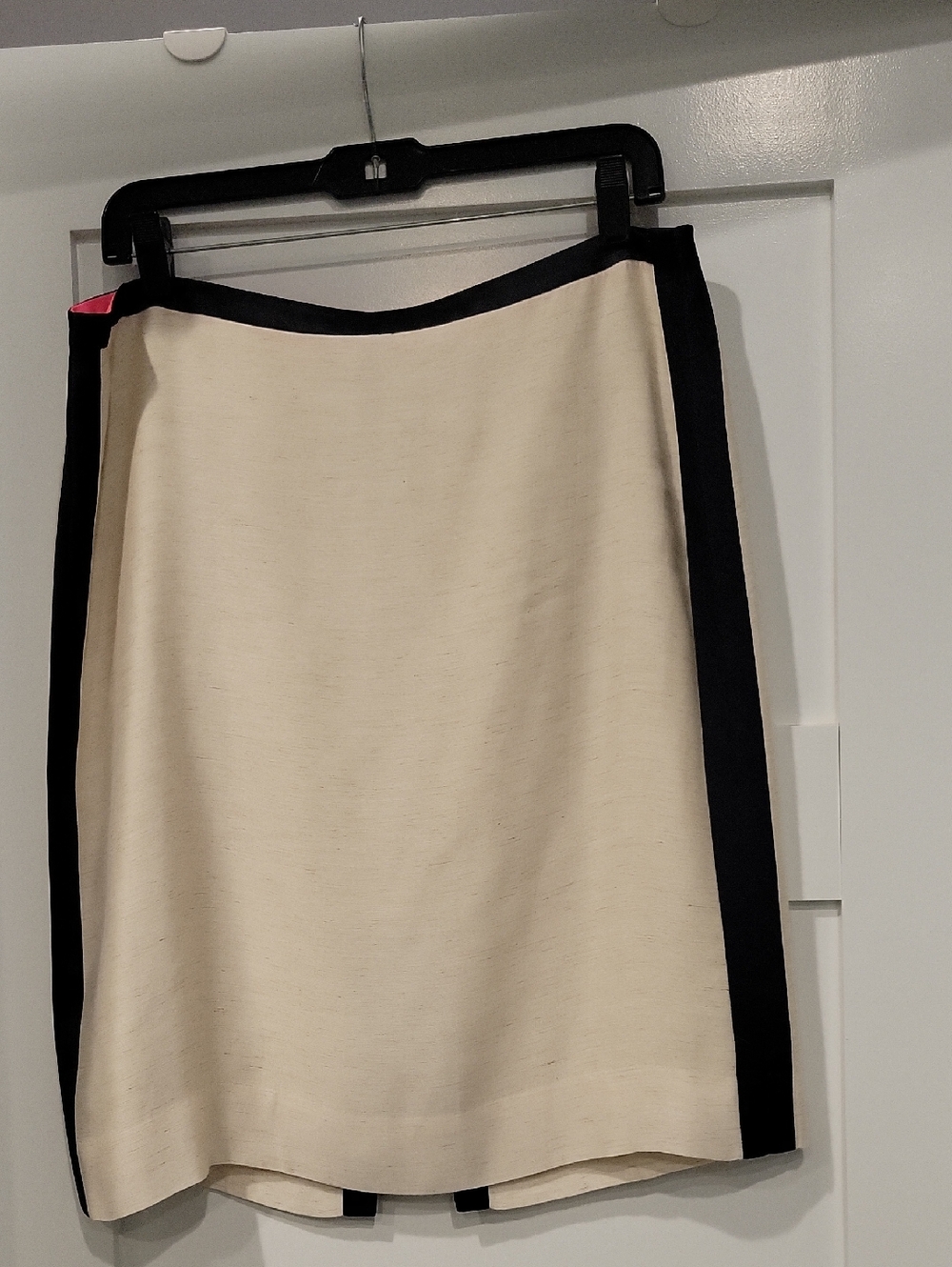 J. Crew Linen Blend Pencil Skirt with Black Silk Trim